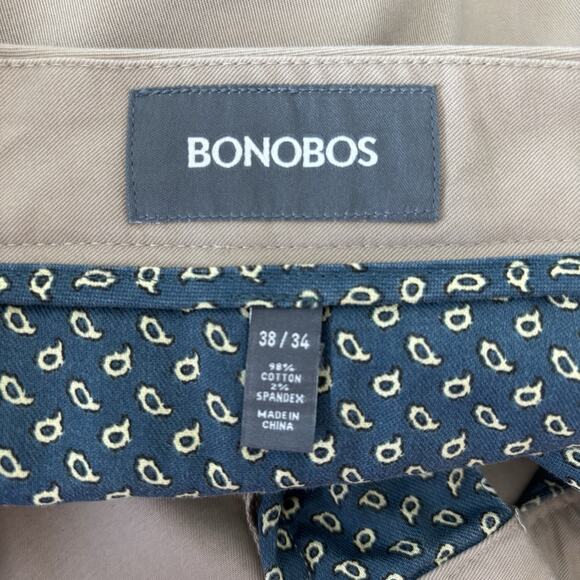 Bonobos Mems Pants 38x33 Beige Stretch Washed Chinos Khaki Preppy Slim Straight - Picture 3 of 13